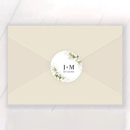 Groen Wit Rozen Bruiloft Classic Ronde Sticker