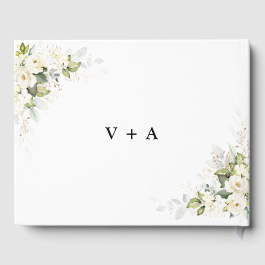 Groen Wit Rozen Bruiloft Gastenboek (Achterkant)