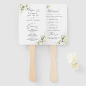 groen wit rozen bruiloft hand fan handwaaier (Voorkant en achterkant)