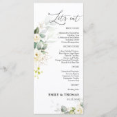 Groen Wit Rozen Bruiloft Menu (Voorkant)