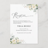 groen wit rozen bruiloft receptie informatiekaartje (Voorkant)