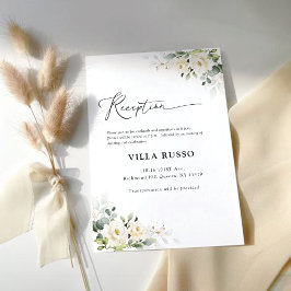 groen wit rozen bruiloft receptie informatiekaartje