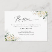 groen wit rozen bruiloft receptie informatiekaartje (Voorkant)