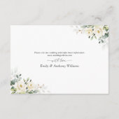 groen wit rozen bruiloft receptie informatiekaartje (Achterkant)