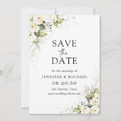 Groen Wit Rozen Bruiloft Save The Date Kaart (Voorkant)