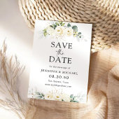 Groen Wit Rozen Bruiloft Save The Date Kaart