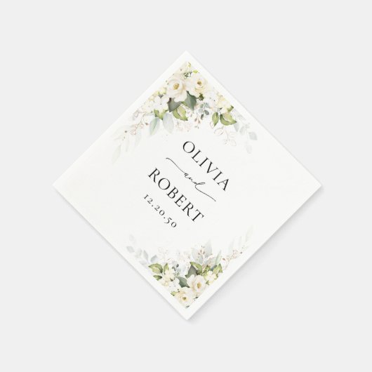 groen wit rozen bruiloft servetten (Hoek)