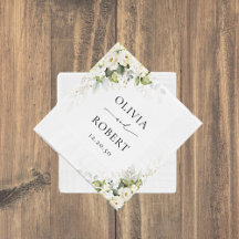 groen wit rozen bruiloft servetten