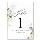 groen wit rozen bruiloft tafel nummers kaart (Achterkant)