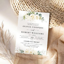 groen wit rozen bruiloft uitnodiging