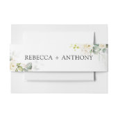 groen wit rozen bruiloft uitnodiging buik band uitnodigingen wikkel (Voorkant Voorbeeld)