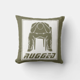 Groen wit Rugged Man Holding Head | Man voor denki Kussen