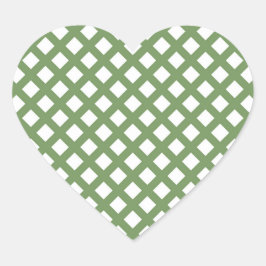 Groen Wit Schacherdiamantpatroon Hart Sticker