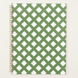 Groen Wit Schacherdiamantpatroon Planner