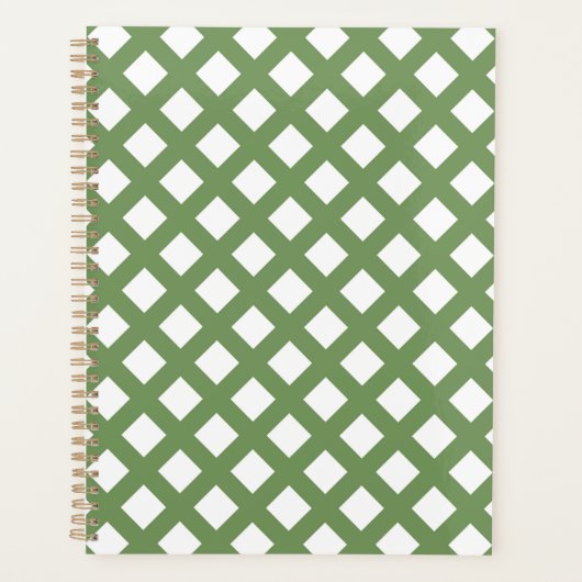 Groen Wit Schacherdiamantpatroon Planner (Voorkant)