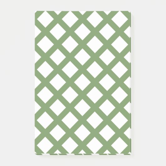 Groen Wit Schacherdiamantpatroon Post-it® Notes (Voorkant)