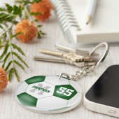 Groen Wit School Kleuren Voetbaltas label Sleutelhanger (Voorkant Rechts)