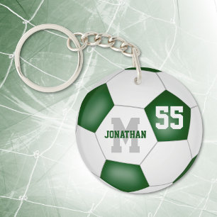Groen Wit School Kleuren Voetbaltas label Sleutelhanger