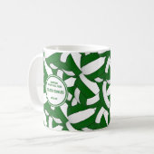 Groen wit school kleuren volleybal coach cadeau koffiemok (Voorkant links)