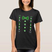 Groen Wit Shamrock Bow Stropdas Suspenders Patrick T-shirt (Voorkant)