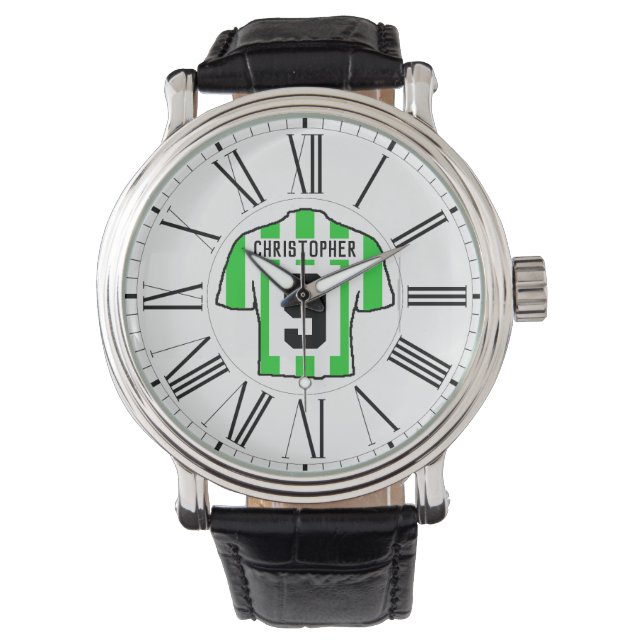 Groen & Wit Shirt van het Football met Roman Aanta Horloge (Voorkant)