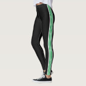 Groen Wit Side Stripe Zwart Leggings Uw kleuren (Links)