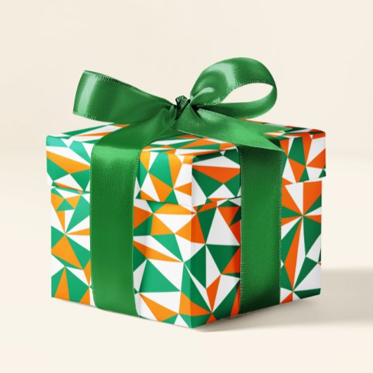 Groen Wit Sinaasappel Iers Vlag Kleuren Geometrisc Cadeaupapier