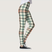 Groen, wit & Sinaasappel Plaid Leggings (Rechts)