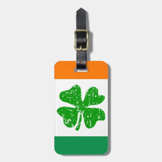 Groen wit sinaasappel shamrock bagagelabel voor op (Voorkant verticaal)