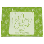  Groen Wit Sneeuwvlokken Kerstvakantie Groot Cadeauzakje (Voorkant)