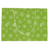  Groen Wit Sneeuwvlokken Kerstvakantie Groot Cadeauzakje (Achterkant)