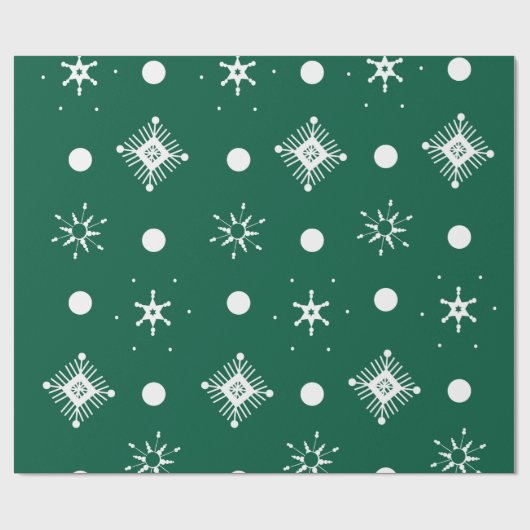 Groen wit Snowflakes patroon Cadeaupapier (Vlak)