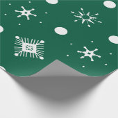Groen wit Snowflakes patroon Cadeaupapier (Hoek)