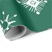 Groen wit Snowflakes patroon Cadeaupapier (Rol Hoek)