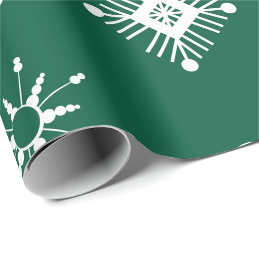Groen wit Snowflakes patroon Cadeaupapier (Rol Hoek)