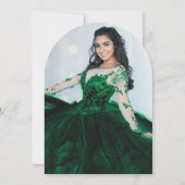 Groen Wit Sparkle Foto Quinceañera Ballon Kaart (Achterkant)
