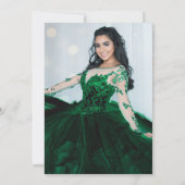 Groen Wit Sparkle Foto Quinceañera Ballon Kaart (Achterkant)