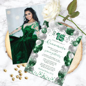 Groen Wit Sparkle Foto Quinceañera Ballon Kaart