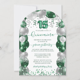 Groen Wit Sparkle Quinceañera Ballon Kaart