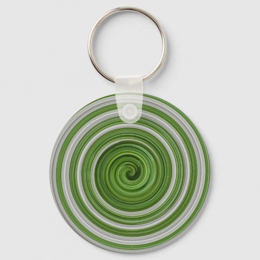Groen-wit spiraalpatroon sleutelhanger (Voorkant)