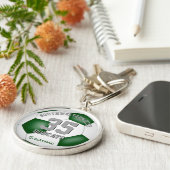 groen wit sportteam kleuren jongens meiden voetbal sleutelhanger (Zijkant)