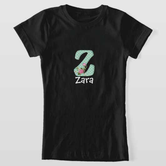 Groen Wit Stippen Meisje Custom Zwart TSHIRT (Laagn)