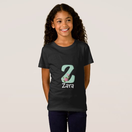 Groen Wit Stippen Meisje Custom Zwart TSHIRT (Voorkant volledig)