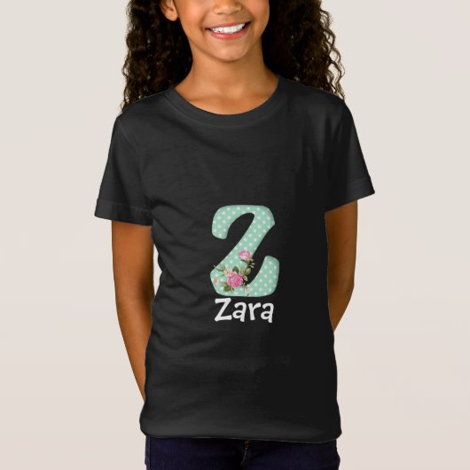 Groen Wit Stippen Meisje Custom Zwart TSHIRT (Voorkant)