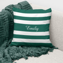 Groen & Wit Strepen Patroon Naam Monogram 