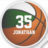 Groen Wit Team Kleuren Basketbal Speler Geschenken Sticker (Voorkant)
