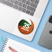 Groen Wit Team Kleuren Basketbal Speler Geschenken Sticker (Laptop met iPhone)
