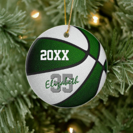 groen wit team kleuren basketbalmemento keramisch ornament