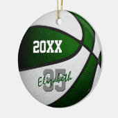 groen wit team kleuren basketbalmemento keramisch ornament (Links)