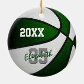 groen wit team kleuren basketbalmemento keramisch ornament (Achterkant)